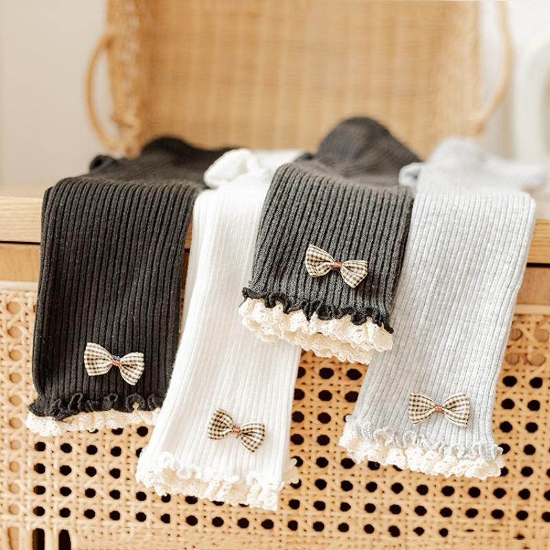 Леггинсы для девочки Осенние штаны Детские колготки Детские штаны с бантом Хлопковые вязаные брюки Для детей Младенческие леггинсы Весна