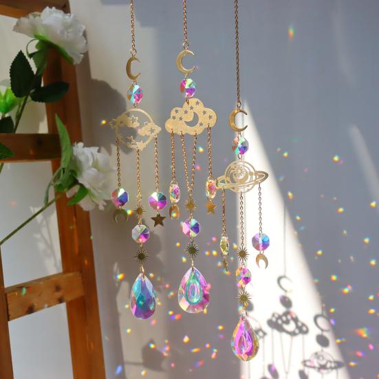 Яркий цветной ловец солнца, привлекательный шикарный подвесной оконный призматический ловец солнца