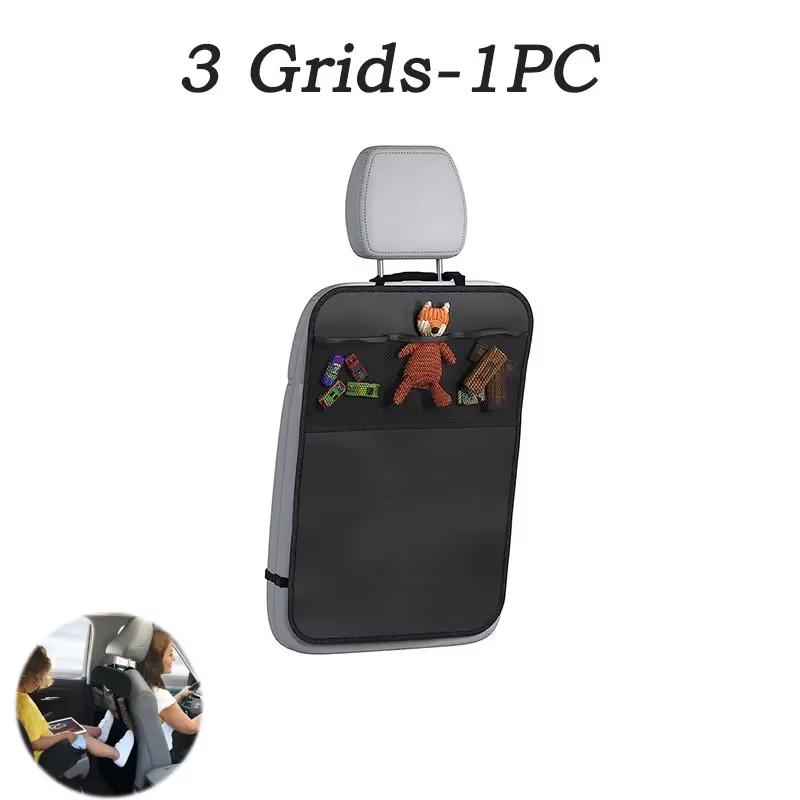 Waterproof Kick Mats Backseat Protector, Car Seat Back Protectors Black Seat Cover for Kids with 3 Pocket Storage Organizer,
