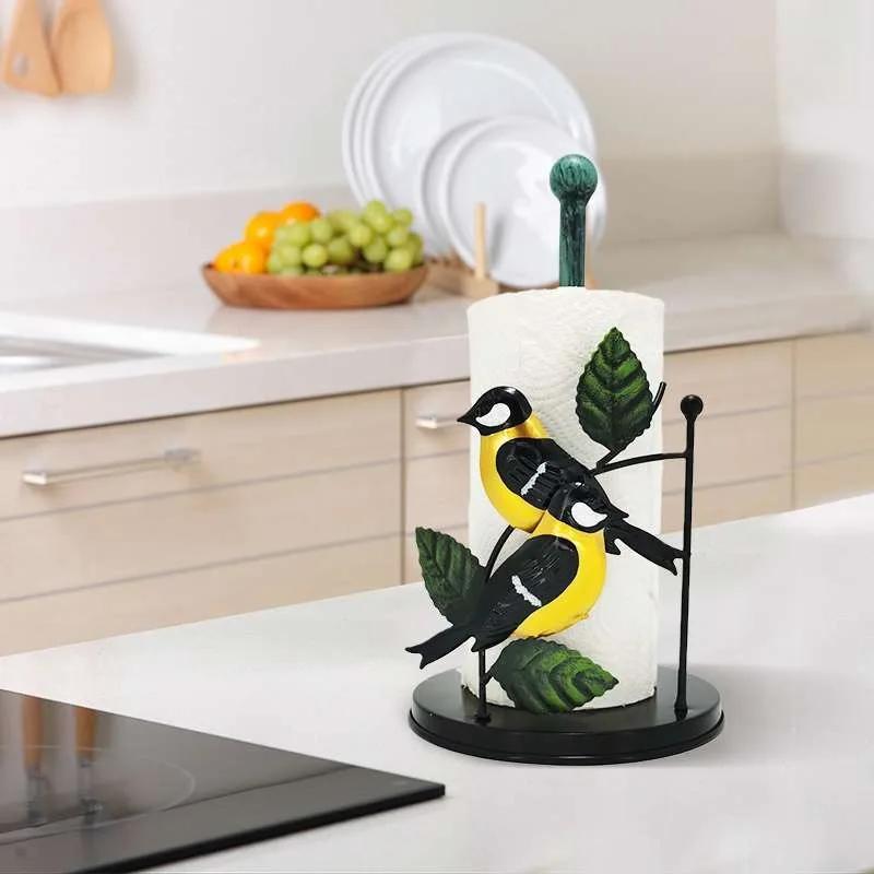 Iron Sunflower Tissue Holder Kitchen Decoration Accessories Living Room Painted Butterfly Vertical Storage Roll Home Decoration