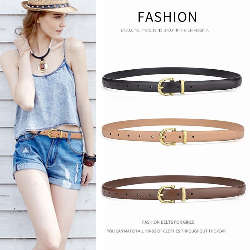 Woman Pu Fashion Leather Belt With Round Metal Buckle For Casual And Office Wear