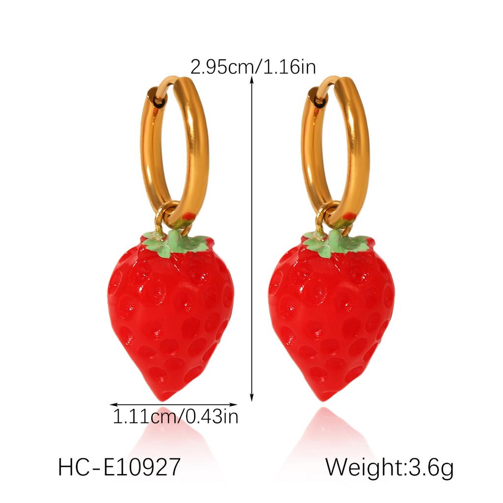 Hoop earrings, niche fruit drop earrings, pineapple orange, titanium steel ear jewelry, versatile and unique earrings