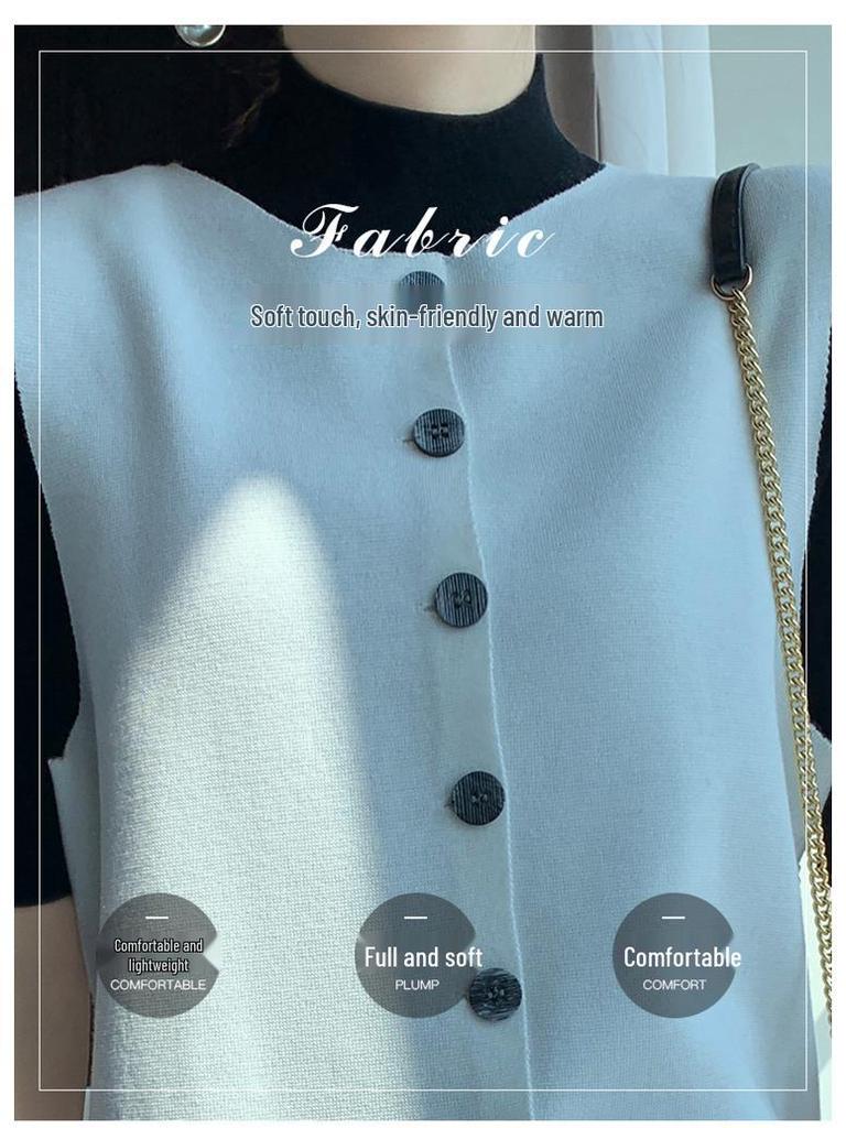 Women's Loose Fit Merino Wool Knit Sleeveless Vest Cardigan - Spring/Summer