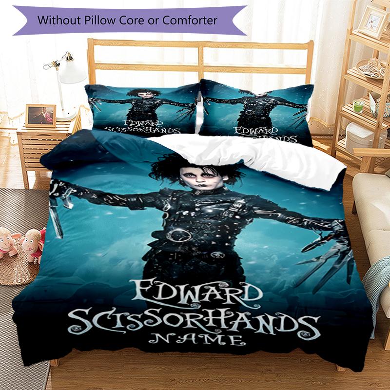 3pcs Custom Name Halloween horror Bedding Set Duvet Cover Closure Includes 1 Duvet Cover & 2 Pillowcases, Soft and Comfortable for All Seasons.