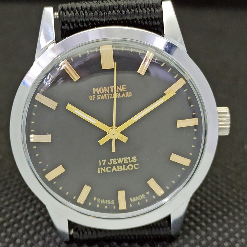 VINTAGE MONTINE 17J INCABLOC WINDING SWISS MENS WATCH a285411-4