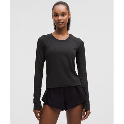 Lululemon Swiftly Tech Рубашка с длинным рукавом 2.0 *Укороченная Blk Blk