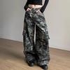 Women's Large Pocket Curved Wide Leg Camouflage Cool Girl Street Straight Bottoms Female Summer Unisex Loose Trousers