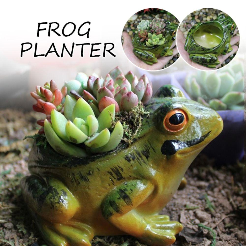Breathable Frog Succulent Plant Pots Resin Plant Planter Durable Frog Flower Pot Indoor