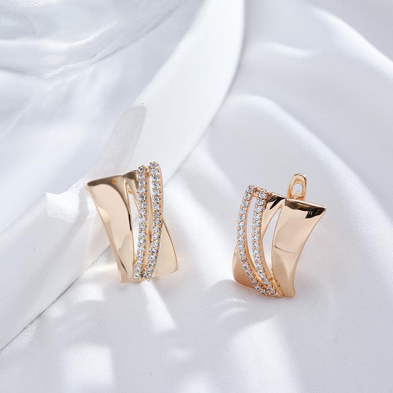 Блестящие Большие Висячие Серьги Для Женщин Цвет Розового Золота С Натуральным Цирконом Ретро Этнические Свадебные Изысканные Ежедневные Украшения