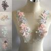1PC Wedding Lace Collar Patch Sewing 3D Applique Embroidery Tulle Hree-dimensional Flowers Dress