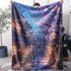 Anime Night Street Throw Soft Flannel AC Blanket Lightweight Summer Nap Throw Cozy  Blanket for Sofa Bed Travel Home