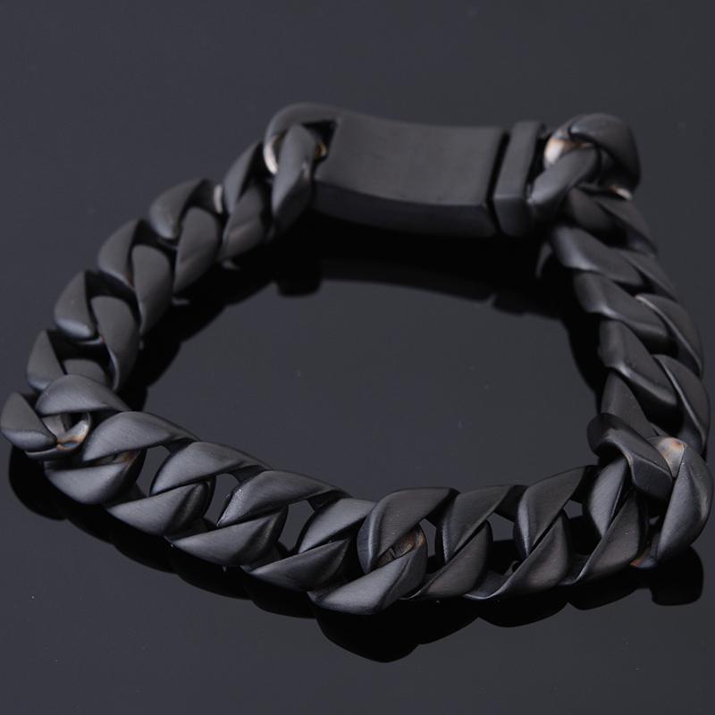 Браслет из матовой черной нержавеющей стали для мужчин, винтажный, мужской, матовая 12-миллиметровая панцирная цепь, мужские ювелирные аксессуары