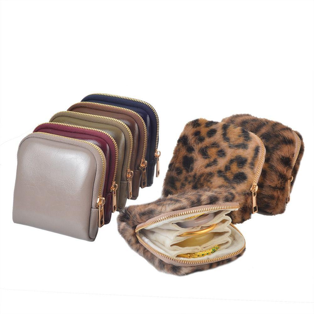 Anti-Scratch Jewelry Storage Bag PU Bracelet Display Pouch Zipper Jewelry Bag  Home Storage