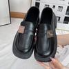 Loafers Women's 2025 Spring and Autumn New Thick-soled One-pedal Black Uniform French Muffin Sole Small Leather Shoes Women's Shoes