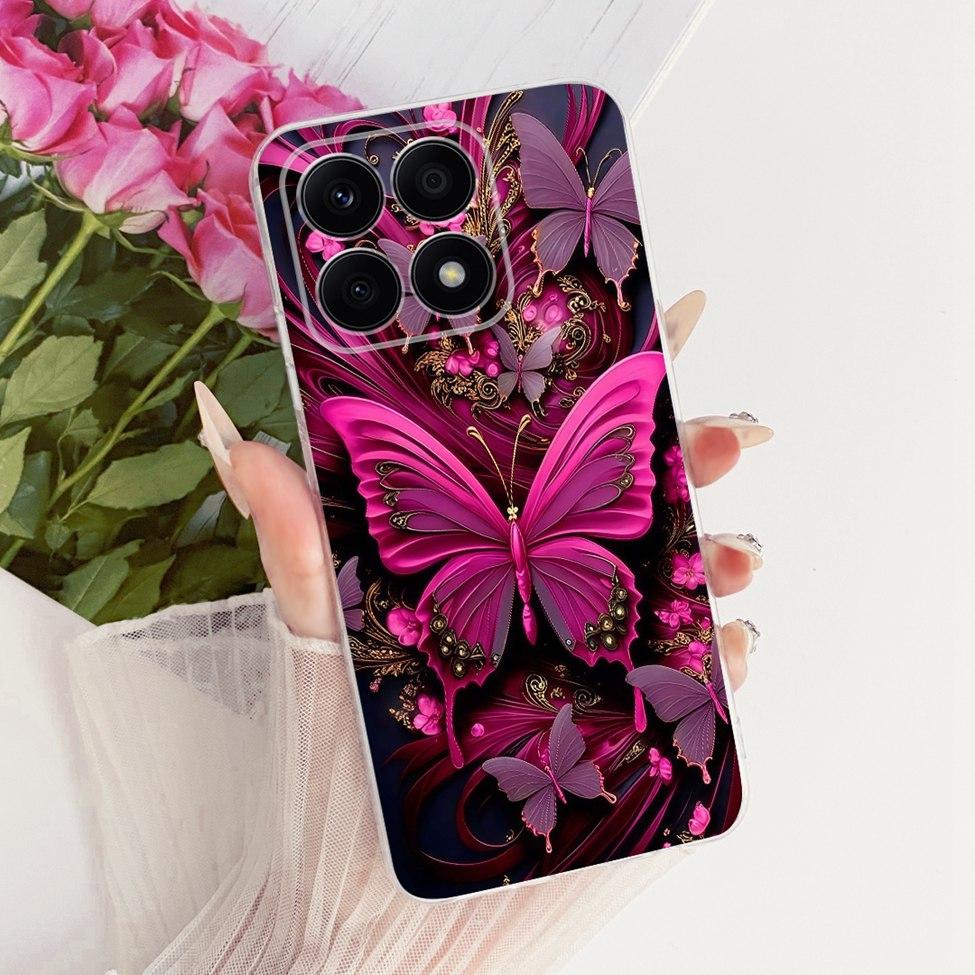 For Honor X8a 4G Case Transparent Cute Cat Fashion Butterfly Funny Painted Casing CRT-LX1 CRT-LX2 CRT-LX3