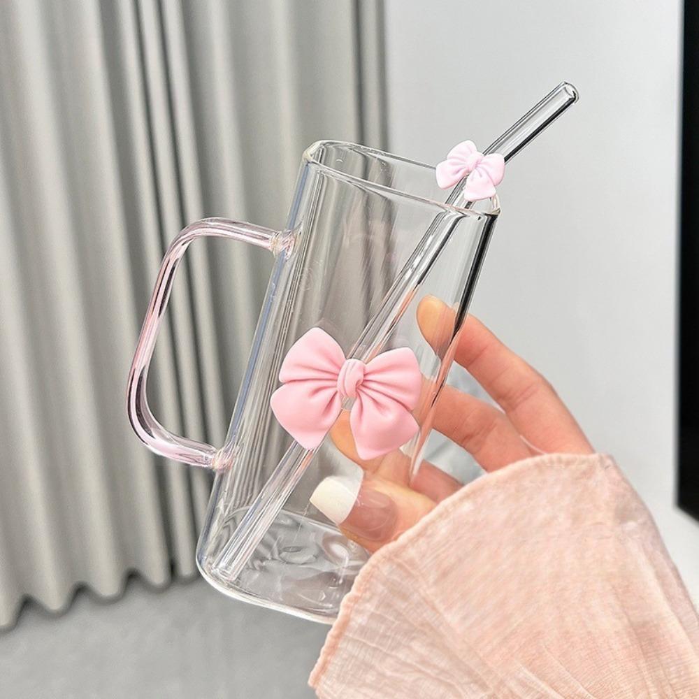 Стильный термостойкий стакан для матча с крышками, вместимость, чашки-пиалы, стеклянные стаканы с соломинкой для питья молока