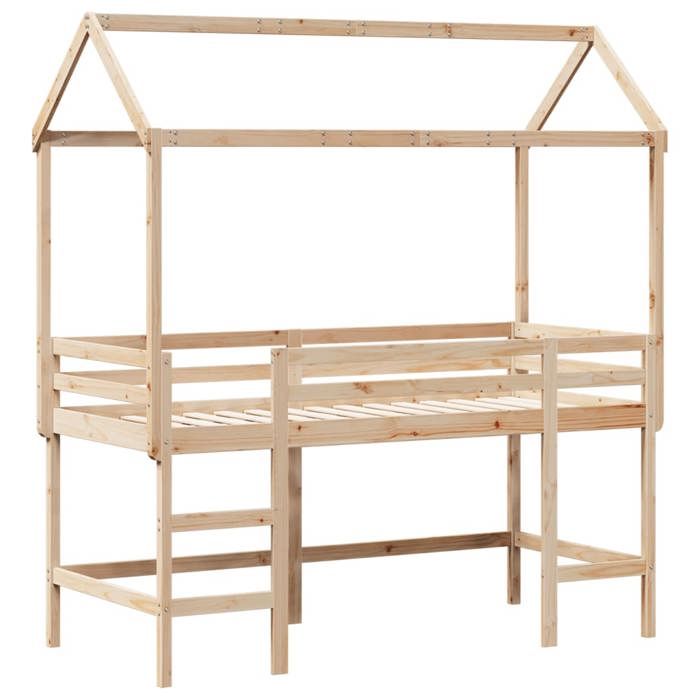 VidaXL Lit superposé et échelle et toit 80x200 cm bois de pin massif, lit intermédiaire, lit mezzanine avec échelle, lit 3282152