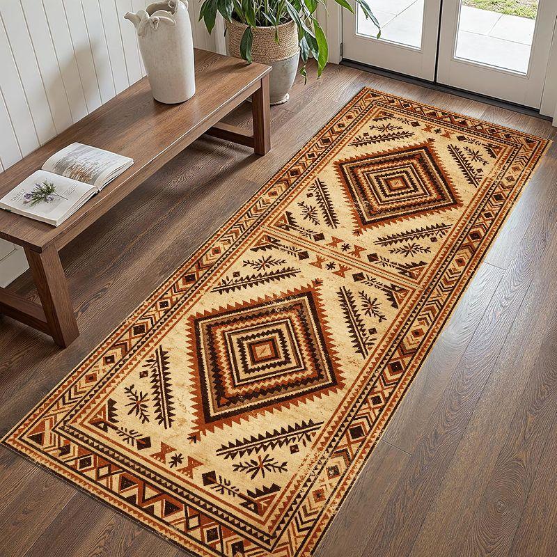 Bohemian Navajo Geometric Rug, Non-Slip Washable Runner for Hallways Bedroom Kitchen Entryway, Home Decor