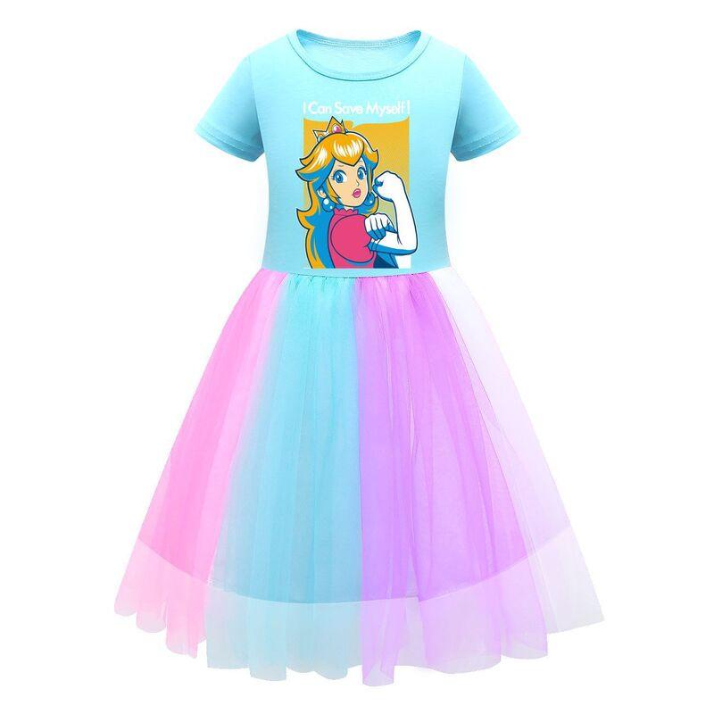 Платье для девочек Super Mario Princess Peach Rainbow Lace фиолетового, красного и розового цвета