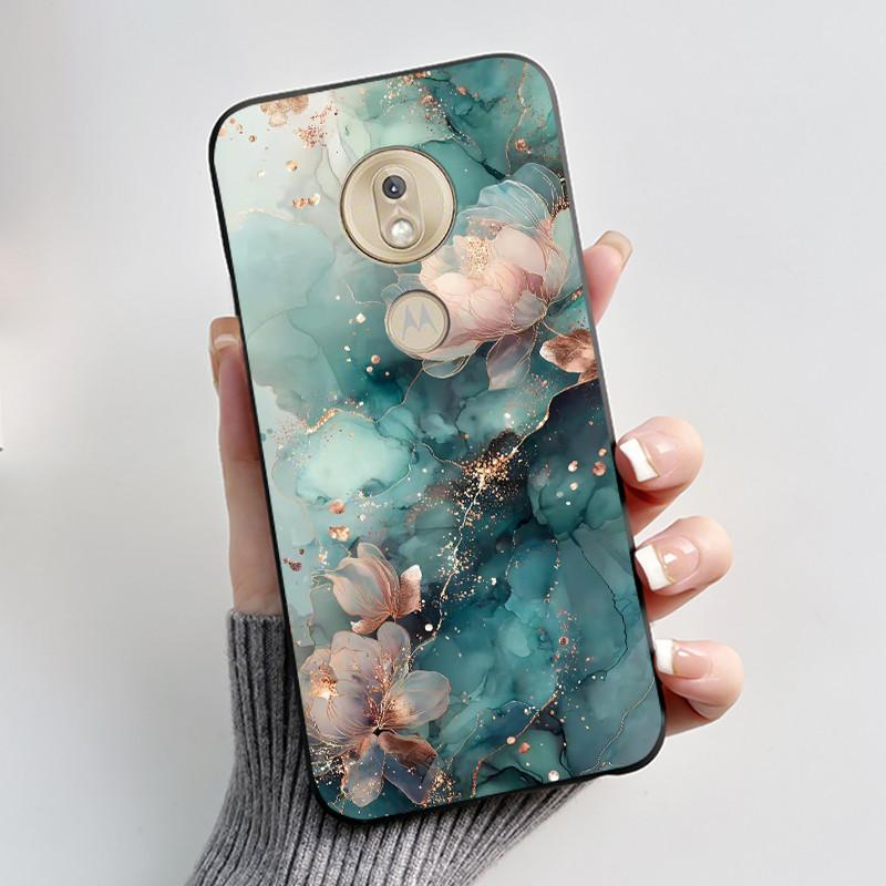 Shockproof Phone Case For Motorola Moto G7 Play Silicone Jelly Black Case Viral Butterfly Rose Printed Floral Protective Cover