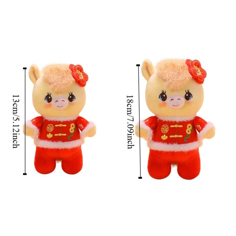 Red Horse Stuffed Toy Chinese Zodiac Lucky Pony Toy Traditional Pony Plush Doll Spring Festival