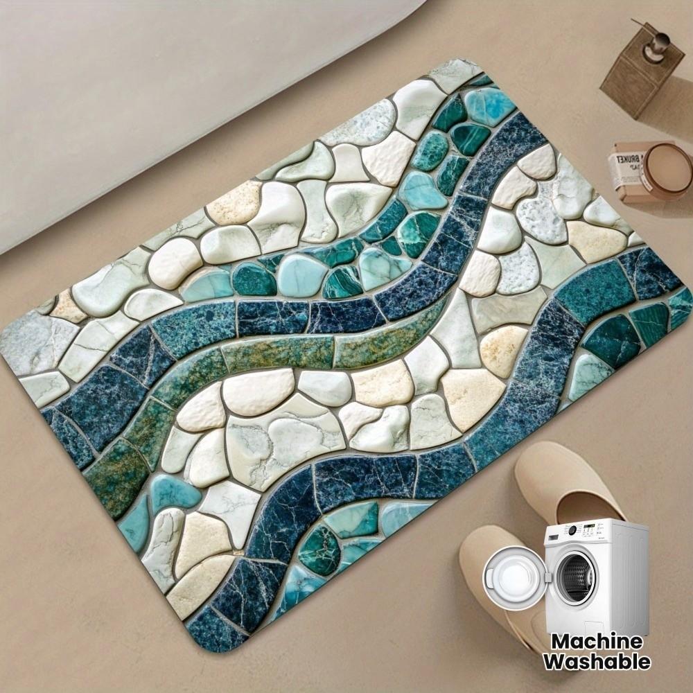 Turtle Koi Printed 3D Visual Effect Mat 2D Flat Door Rug Floor Mat Thickened Bathroom Mat Kitchen
