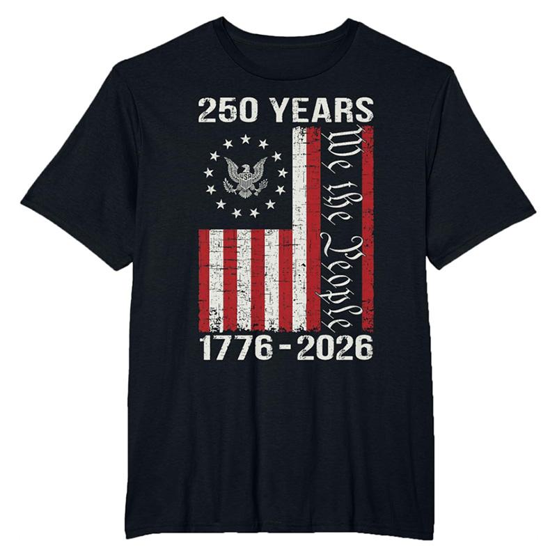 250 Years Of American Independence Commemorative T-shirt Men Women Round Neck Short Sleeve Black T Shirts Daily Casual Fashion