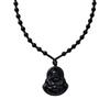 Daily new style black laughing Buddha pendant with beads necklace Buddha amulet men and women couple versatile accessory sweater chain