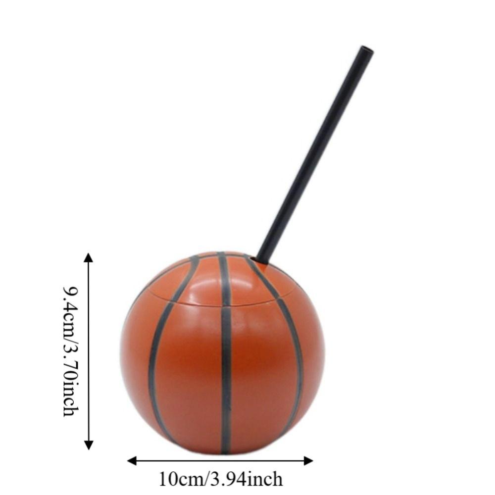 450 ML Football Theme Water Cup with Straw and Lid Ball Shape Straw Cup Beach