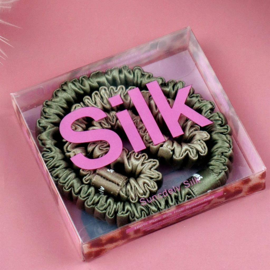 2PCS 100% Silk Hair Scrunchies For Women Girls High Quality Hair Ties HairBands Silk Suitable for Valentine's Day 22Momme Silk Hair Accessoires