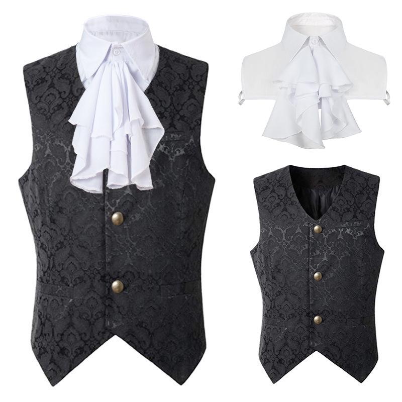 2025 Medieval Gothic Vest: Spring & Fall Unisex Stage Bowknot Performance Costume