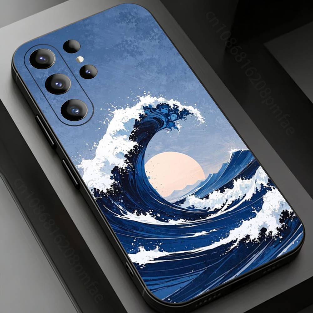 Современный Арт Волна Чехол для Телефона для Samsung Galaxy S20,23 Ultra S24,22 Plus S25,26,21FE TPU Чехол