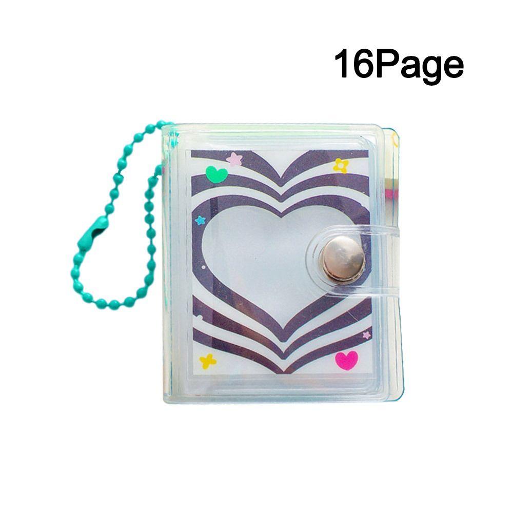2 Inch Mini Photo Album Snap Button Design Backpack Keyring Photo Card Holder Portable Name Card Book Cartoon Transparent Album