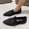 Модные женские туфли-балетки Черный бархат Туфли-лодочки для офисной леди Модные туфли с острым носком и ремешком с пряжкой Тонкие туфли Большого размера Лоферы Повседневная обувь