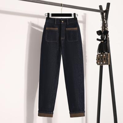 2025 Женские джинсы больших размеров Весна Длинные брюки Эластичные базовые брюки Узкие джинсовые женские синие брюки 5XL