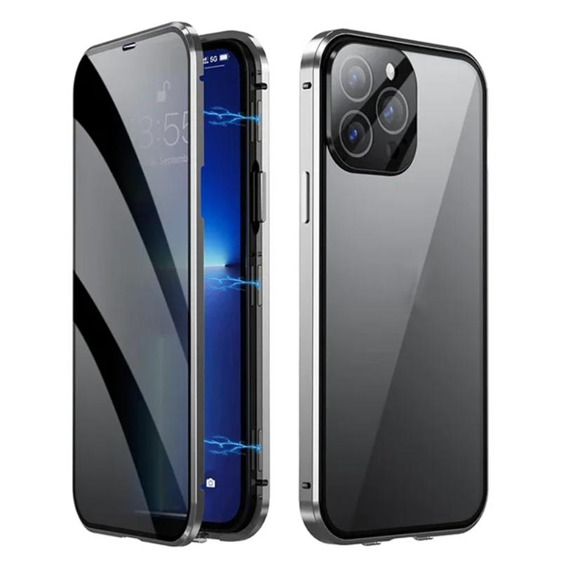 Металлический Магнитный Чехол-Приватность Anti Peeping для iPhone 17 16e 15 14 13 12Pro Max Чехол Magsafe 360 Защита Ударопрочный Чехол для Телефона