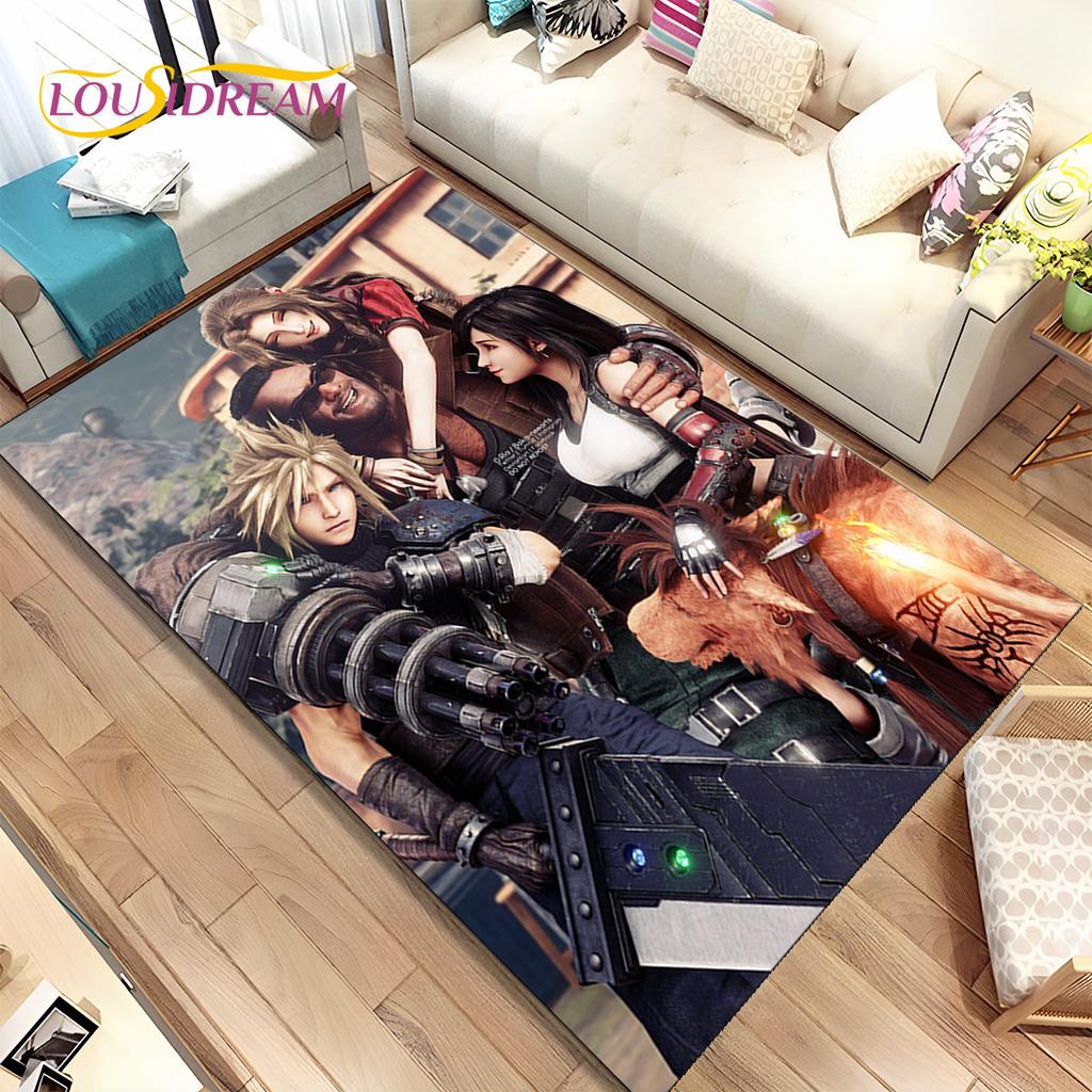 Final Fantasy Series Games Area Rug,Carpet Rug for Home Living Room Children's Bedroom Sofa Doormat Decor,Non-slip Floor Mat 3D