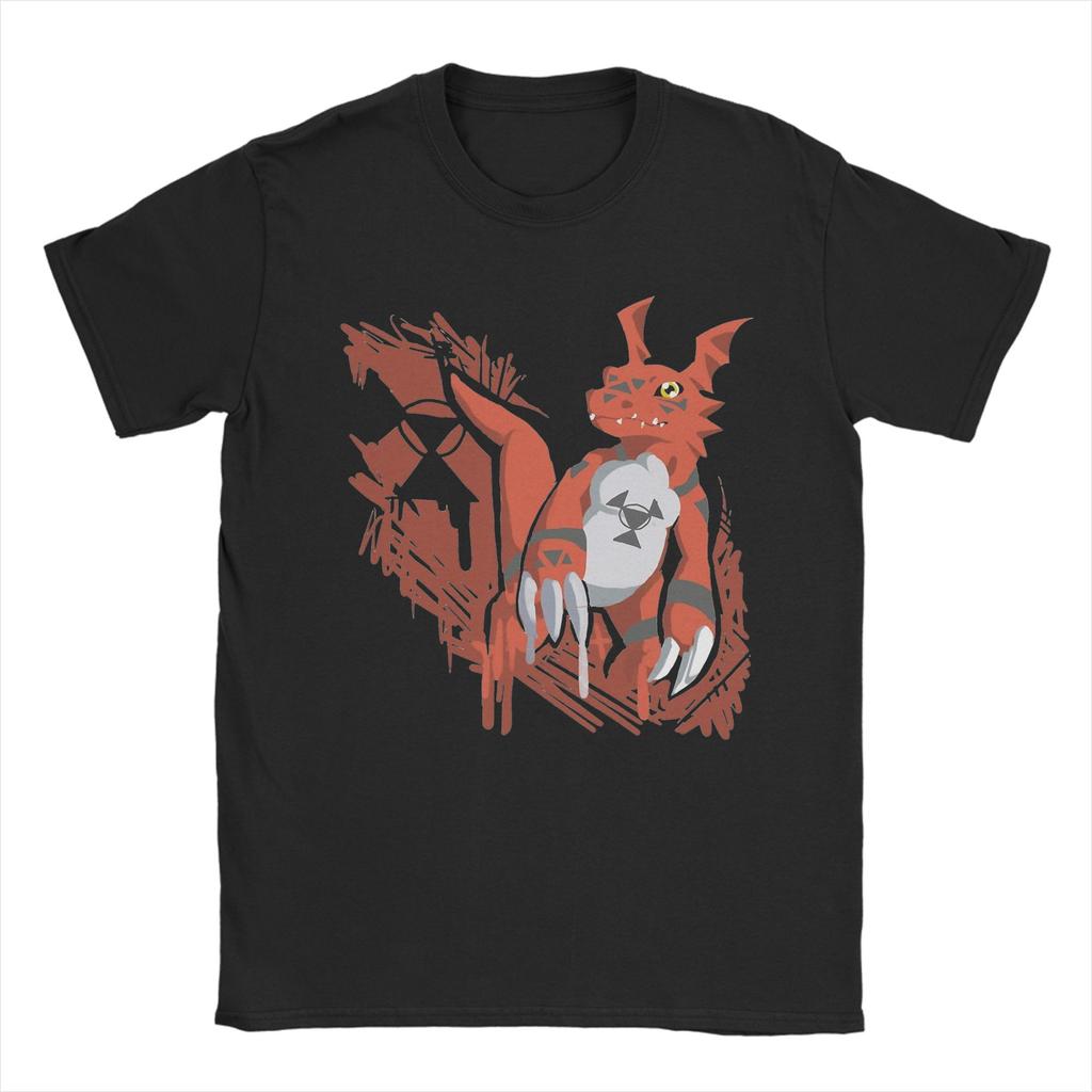 Мужская хлопковая футболка Digimon Adventure Guilmon, забавная аниме-футболка с круглым вырезом и коротким рукавом