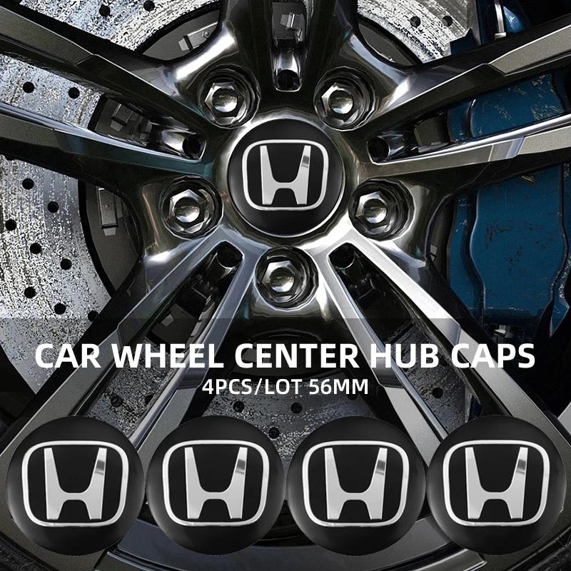 TR1-56MM 4Pcs Car Emblem Wheel Hub Center Cap Sticker Rim Badge Cover For Honda Stepwgn Prelude Odyssey Vezel FIT CRV CRZ CRX Accord