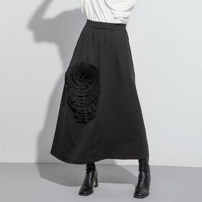 Черная винтажная свободная длинная женская юбка размера плюс с высокой талией и цветочным принтом весна-лето