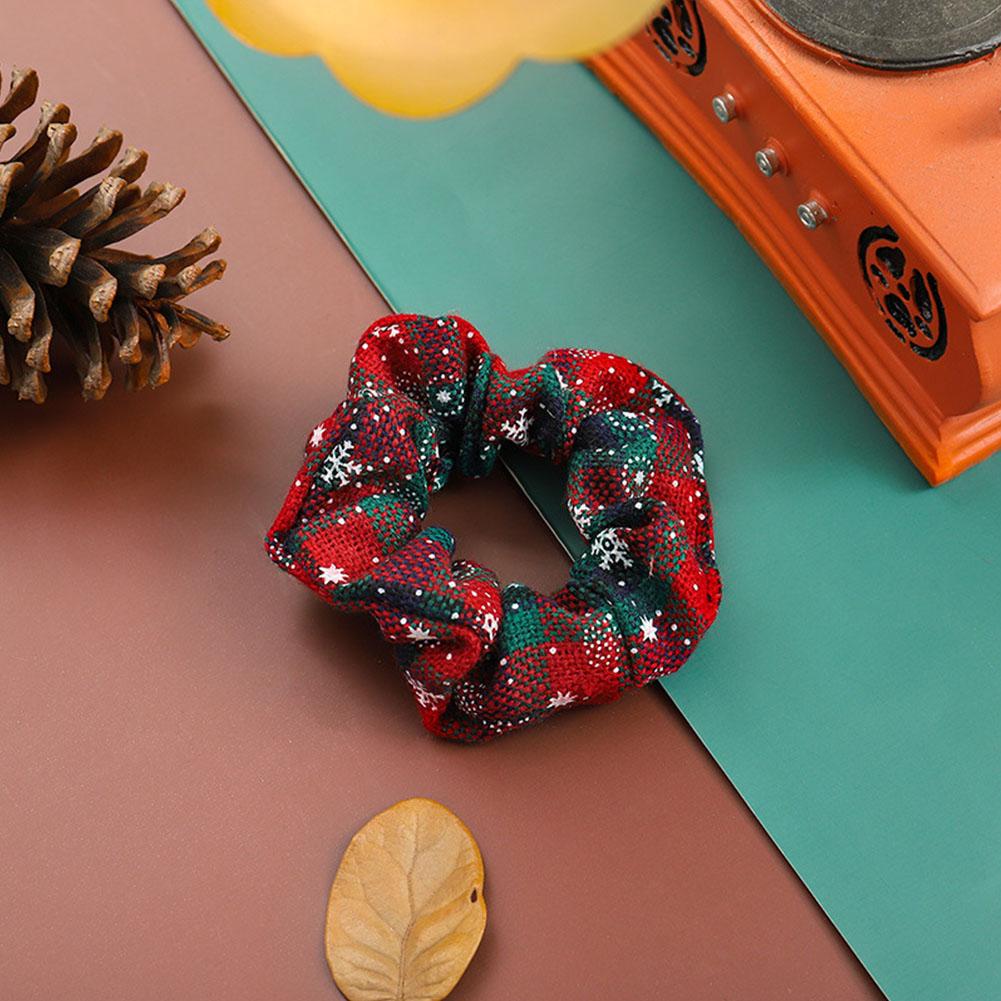 Simple Versatile Christmas Hair Band Colorful Grid Pattern Hair Rope Rubber Band High Elastic Hair Tie Headwear for Women