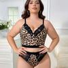 Sexy Leopard Lace Thin Lingerie Set Collect Vice Breast Anti-sagging Bra Mesh Patchwork Sexy Panties Two-piece Soft Breathable Plus Underwear Set