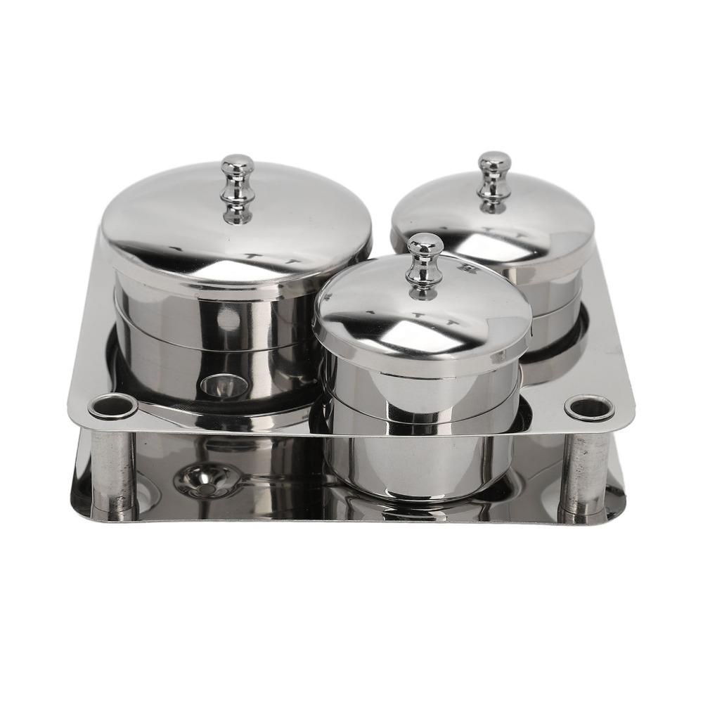 3 Pcs Smooth Surface Stainless Steel Nail Powder Dappen Dish For Nail Design