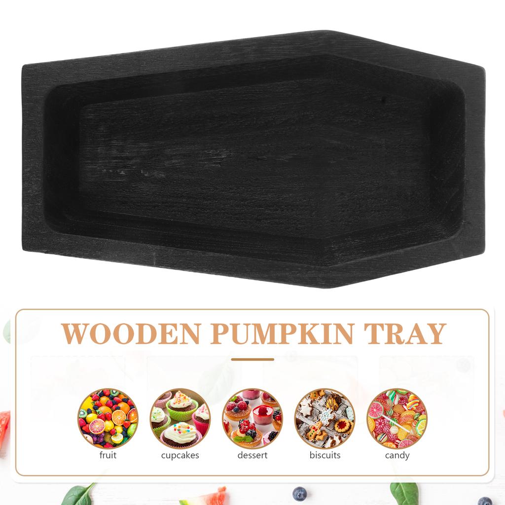 Wood Coffin Shaped Halloween Serving Tray Rustic Fruit Snack Appetizer Platter Holiday Party Platter Wood Decorative Tray