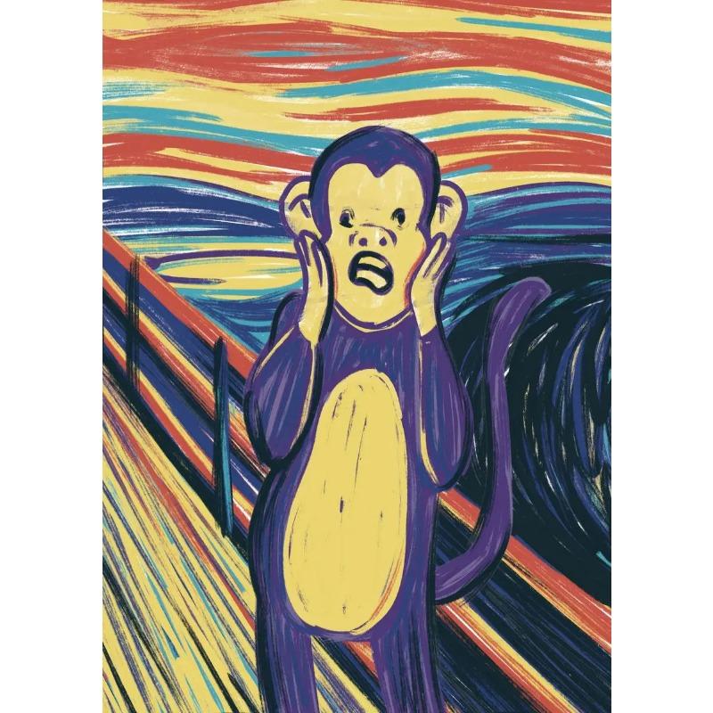 Знаменитая картина на холсте Эдвард Мунк Крик Абстрактные смешные постеры и принты Настенное искусство Картина с кошкой и собакой для спальни Домашний декор