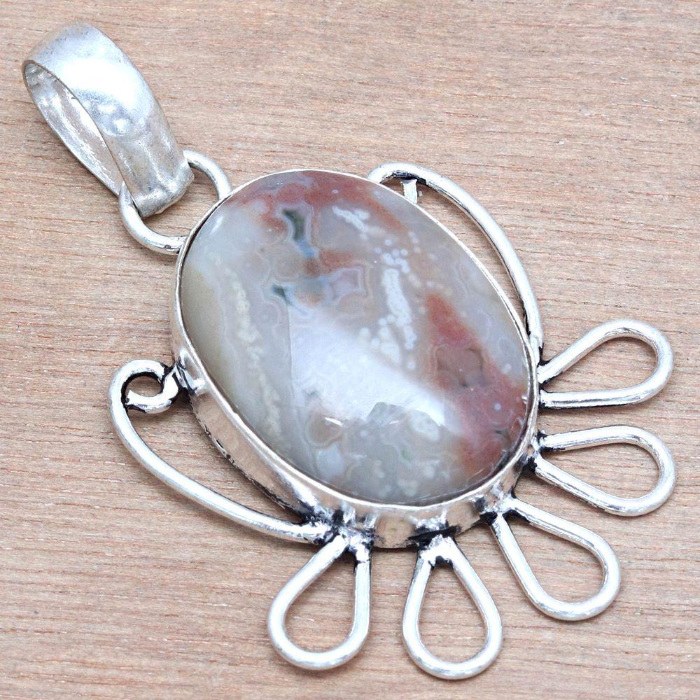 Pendant Designer Jasper Gemstone Handmade Mother's Day Silver Jewelry 1.75"
