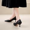 Остроносые туфли-лодочки на низком каблуке женские знаменитости осень новая телесные универсальные с открытым верхом темпераментные профессиональные туфли на высоком каблуке