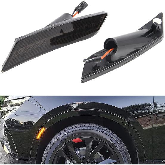 Blazer Side Marker Light Kits for 2019-2023 Chevy Blazer Smoked Lens Amber LED Turn Signal Lamps Lights Kits Chevy Blazer Wheel Full LED Bumper