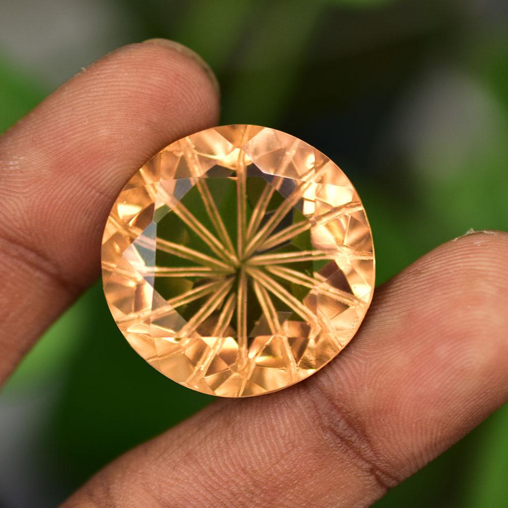 Natural Topaz Loose Gemstone Round Cut 25x25mm Brazilian Peach for Jewelry Making and Crafts