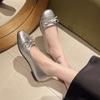 Hot Selling Solid Color High Quality Fashion Women's Shoes Square Toe Flat Bottom Women's Shoes Bow Tie-On Zapatos De Mujer
